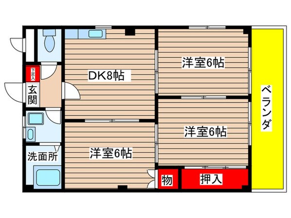 千鳥ﾏﾝｼｮﾝの物件間取画像